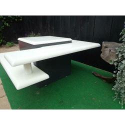 Vintage design kubus salontafel wit/grijs,80cm/80cm,35cm hg