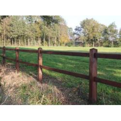 9. Houten omheining doorsteek, paardenbak, hekwerk paddock