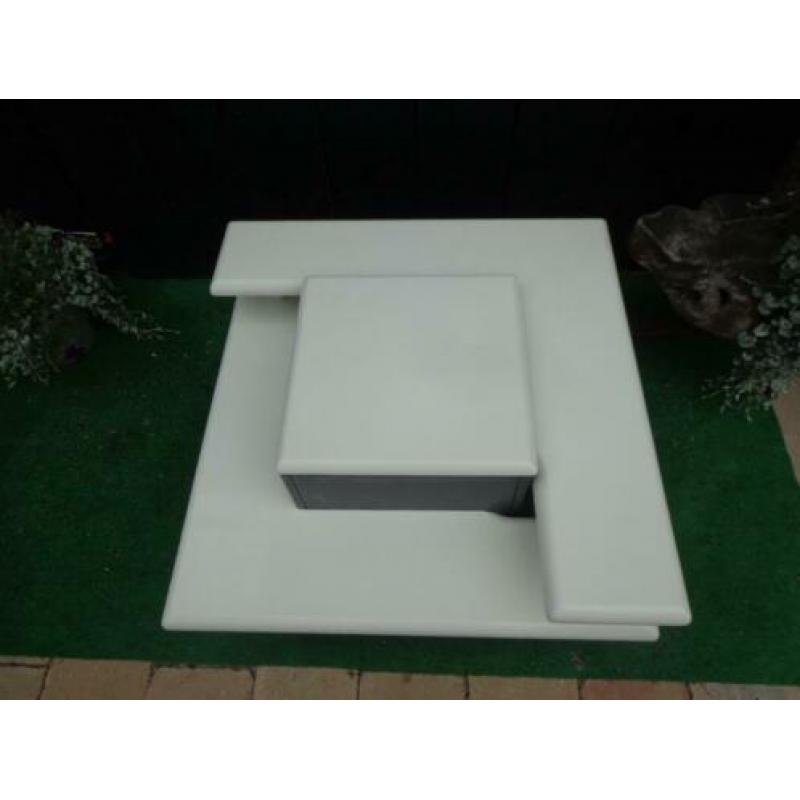 Vintage design kubus salontafel wit/grijs,80cm/80cm,35cm hg