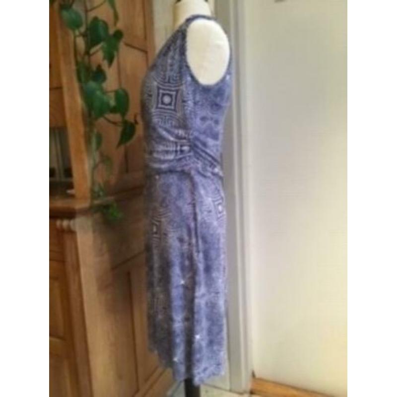 Poools zomerjurkje blauw & wit fantasieprint 38