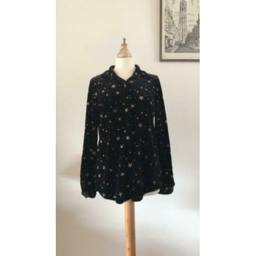 Loavies chique blouse zwart velours maat m