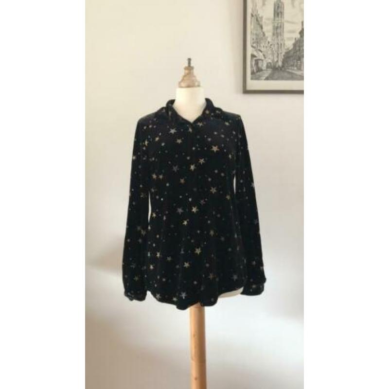 Loavies chique blouse zwart velours maat m