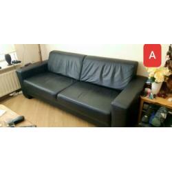 2x zwart leren 2,5 zits bankstel