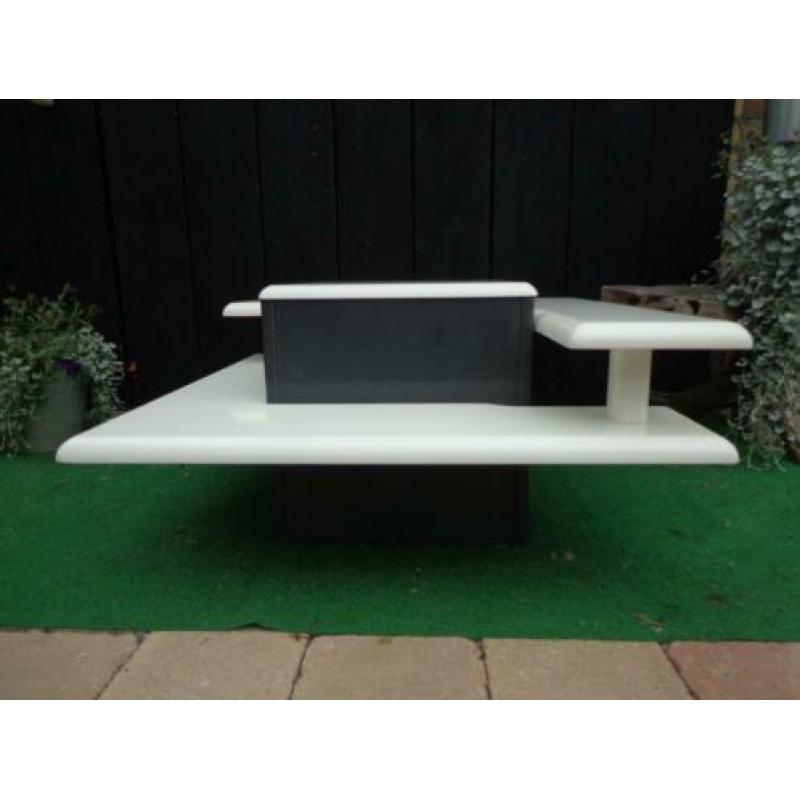 Vintage design kubus salontafel wit/grijs,80cm/80cm,35cm hg