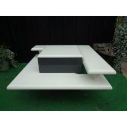 Vintage design kubus salontafel wit/grijs,80cm/80cm,35cm hg