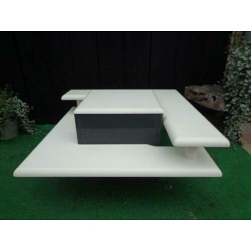Vintage design kubus salontafel wit/grijs,80cm/80cm,35cm hg