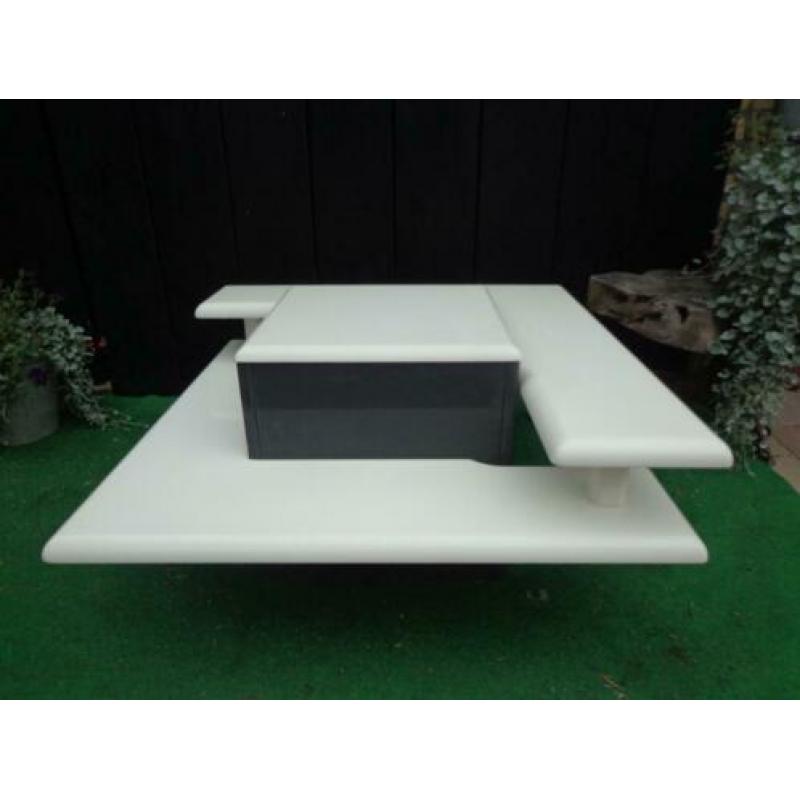 Vintage design kubus salontafel wit/grijs,80cm/80cm,35cm hg