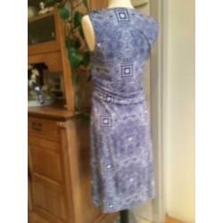 Poools zomerjurkje blauw & wit fantasieprint 38
