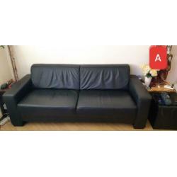 2x zwart leren 2,5 zits bankstel