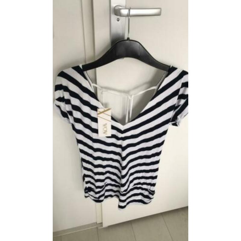 Wit/donkerblauwe top met open rug nieuw small