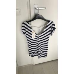 Wit/donkerblauwe top met open rug nieuw small