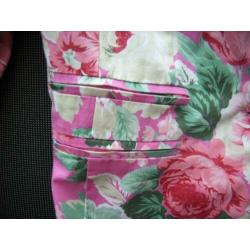 Prachtig gebloemd roze jasje/blazer maat 40 geheel gevoerd