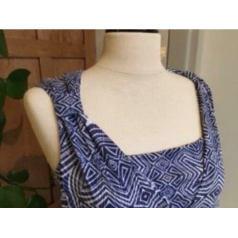 Poools zomerjurkje blauw & wit fantasieprint 38