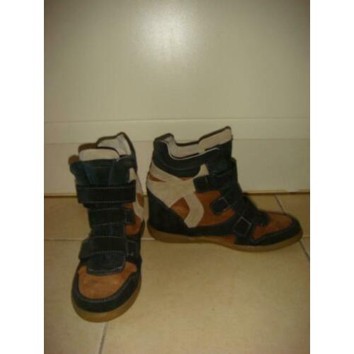 Poelman sneakers wedges suède bruin beige blauw maat 40 ZGAN