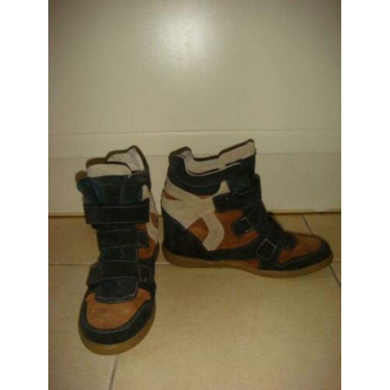 Poelman sneakers wedges suède bruin beige blauw maat 40 ZGAN
