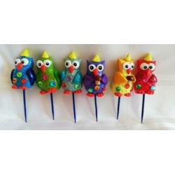 Taartdecoratie grote uil 6 kleine uiltjes