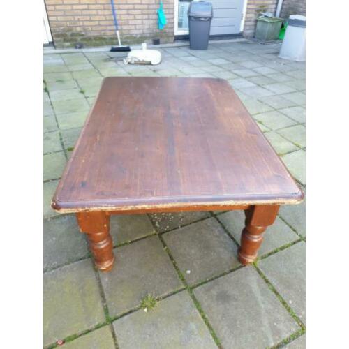 Oude houten tafel L 120 x B 80 x h 44