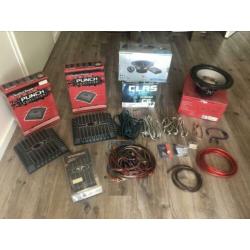 Versterkers, subwoofer, speakers, kabels, enz enz