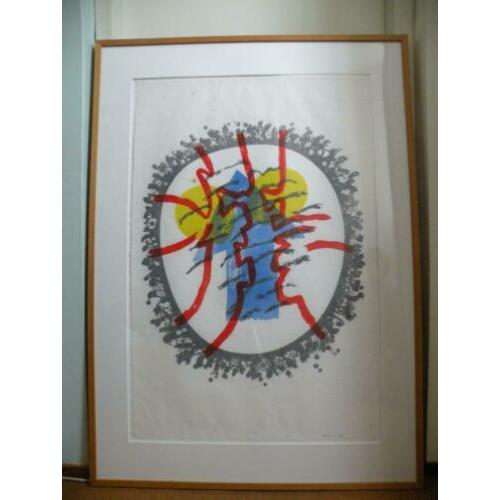 Jef diederen, houtdruk, groot formaat, gesign.i.z.g.st. 1992