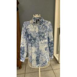 Blauw witte Mango blouse maat L
