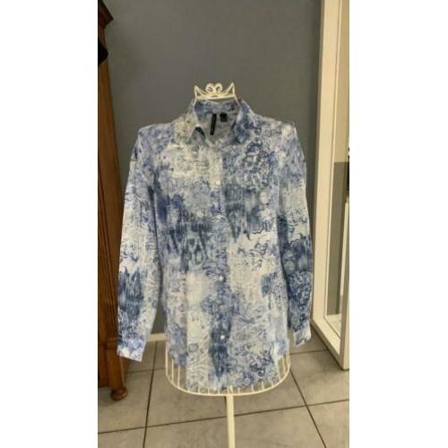 Blauw witte Mango blouse maat L