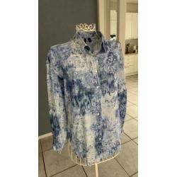Blauw witte Mango blouse maat L