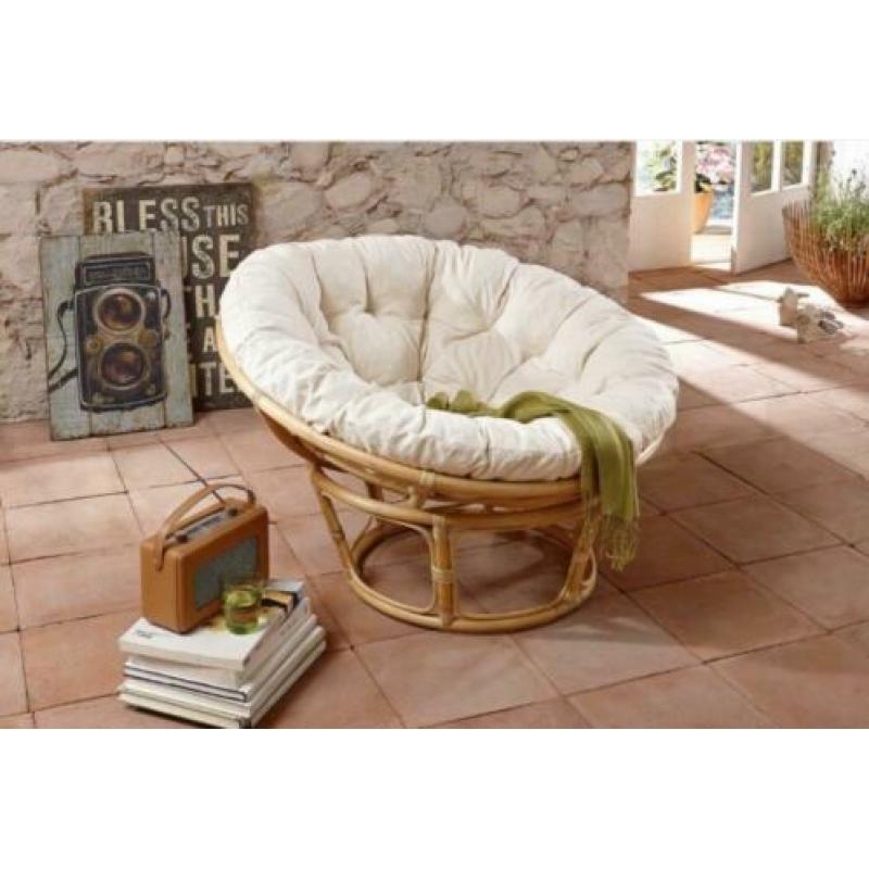 Rotan papasan stoel met kussen