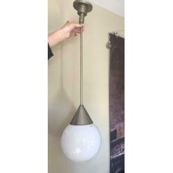Prachtige vintage hanglamp zilver bol sober lamp antiek