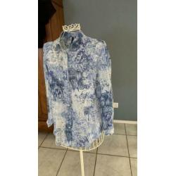 Blauw witte Mango blouse maat L