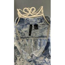 Blauw witte Mango blouse maat L