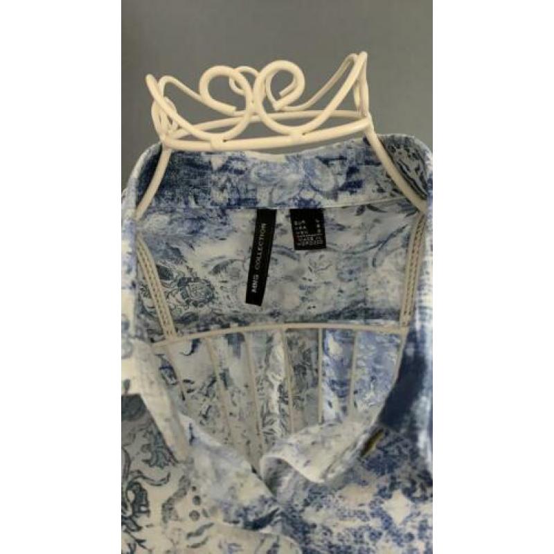 Blauw witte Mango blouse maat L