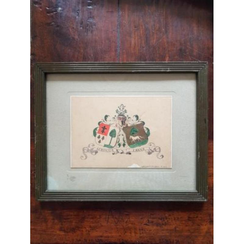 Familiewapen Acronius Crans A.G. Acronius ingelijst Bandoeng