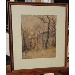 Alphons Volders (1896 - 1974), Bosgezicht, ~1930, aquarel