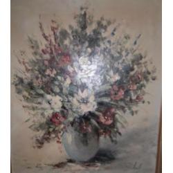 Olieverf schilderij op doek bloemen-stilleven schilder Jonk,
