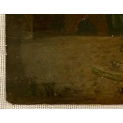 de alchemist olieverf schilderij op blik geschilderd. 19e ee