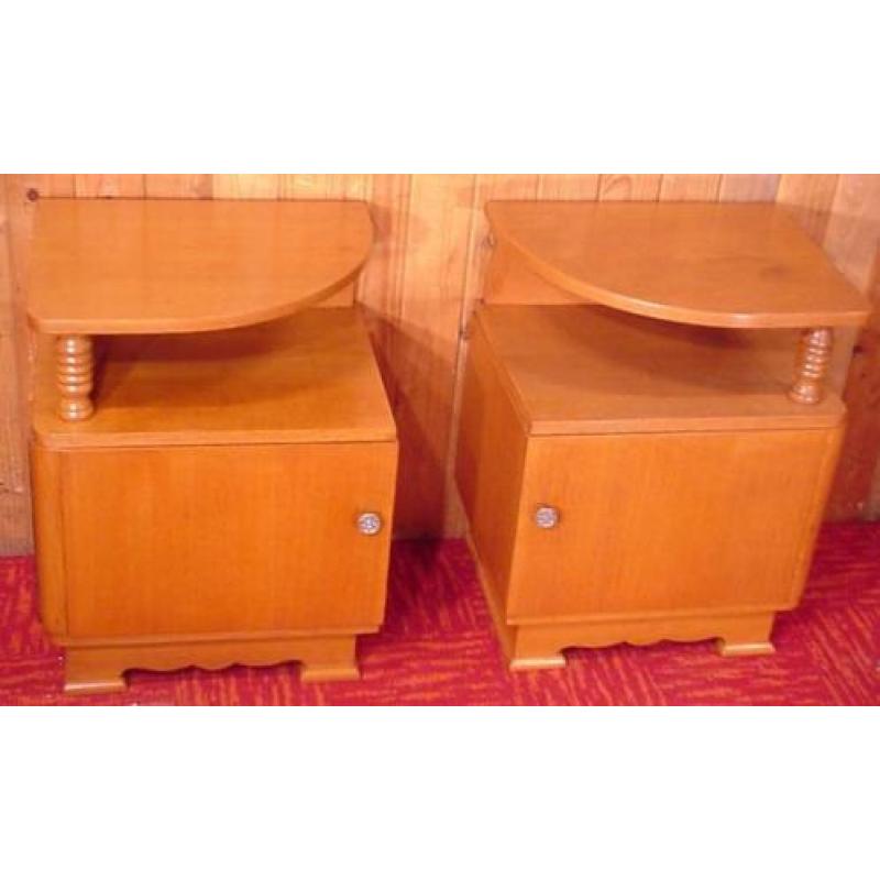 2 kastjes Retro vintage eiken bijzetkastjes stel nachtkastje