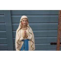 Oud groot maria beeld van gips - Mentha Brocante