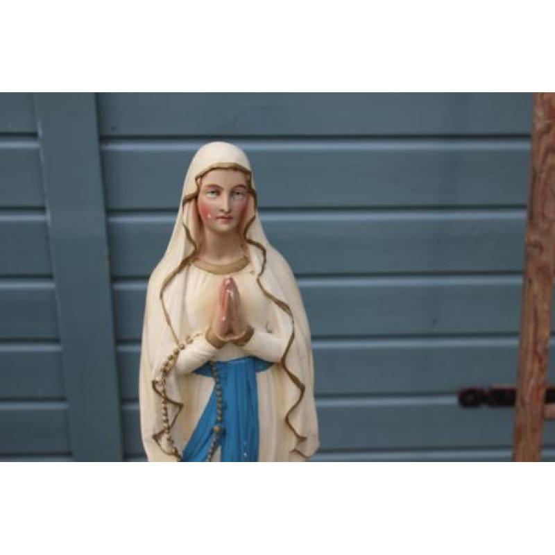 Oud groot maria beeld van gips - Mentha Brocante