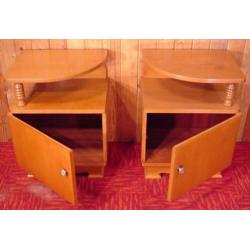2 kastjes Retro vintage eiken bijzetkastjes stel nachtkastje