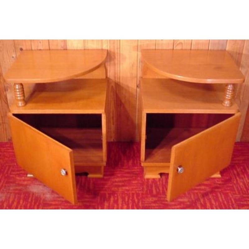 2 kastjes Retro vintage eiken bijzetkastjes stel nachtkastje