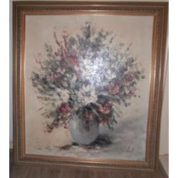 Olieverf schilderij op doek bloemen-stilleven schilder Jonk,
