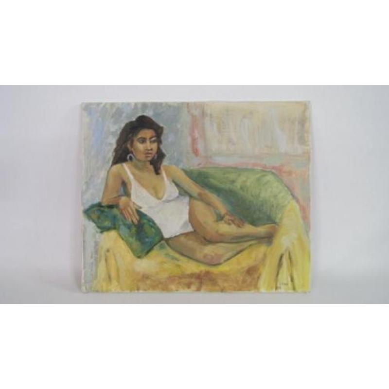3429 - Conny Muller - schilderij liggende vrouw - € 35
