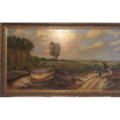 Heidelandschap olieverf op Linnen J.van Diggelen