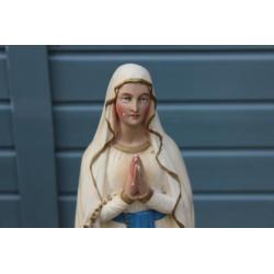 Oud groot maria beeld van gips - Mentha Brocante