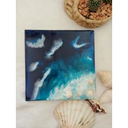 Schilderijen strand gemaakt van epoxy giethars op canvas