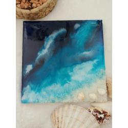 Schilderijen strand gemaakt van epoxy giethars op canvas
