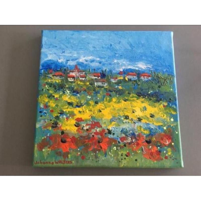 Mooi schilderij op canvas, Johanna Walters,kleurrijke kunst