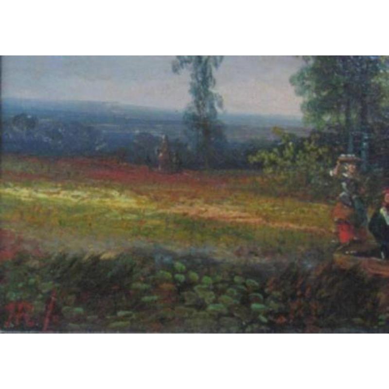 ==twee romantische landschappen==19e eeuw==monogram HR==