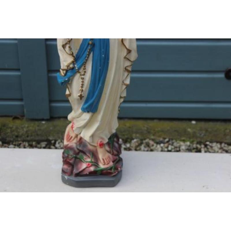 Oud groot maria beeld van gips - Mentha Brocante