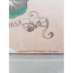 Familiewapen Acronius Crans A.G. Acronius ingelijst Bandoeng